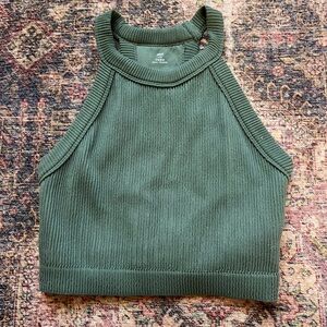 Aerie Ribbed Green Halter Top